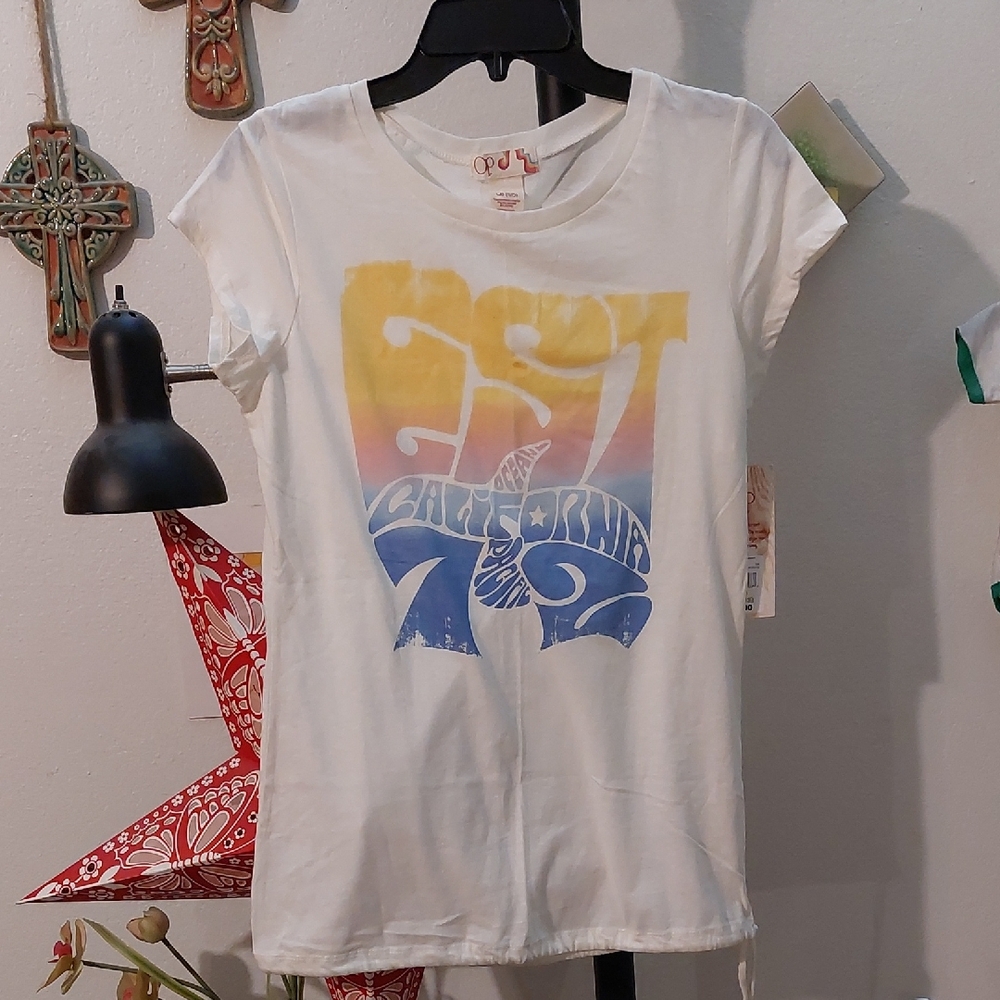 Ivory OP Logo Long Short Sleeve Tee With Drawstring Bottom